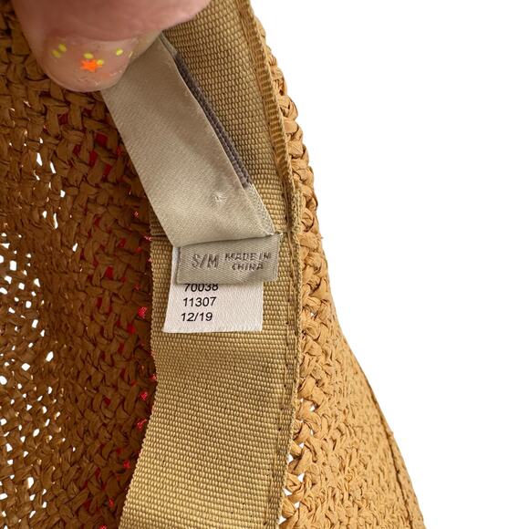 LOFT S/M Fedora Straw Hat 3" Brim Red Ribbon Bow - Picture 8 of 8